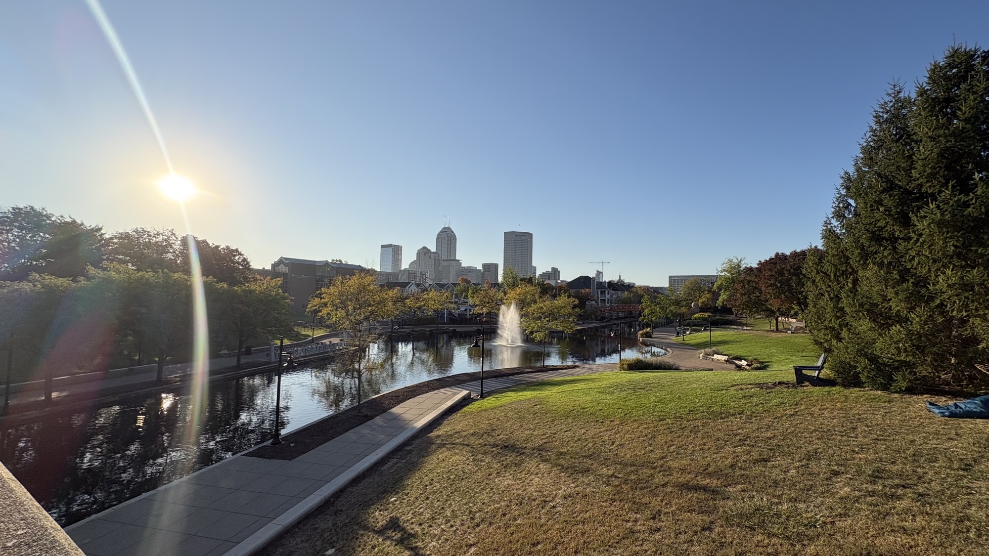 The Indianapolis skyline above the Central Canal
